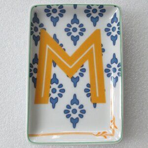 ROSANNA LETTERPRESS "M" MONOGRAMMED CERAMIC TRAY